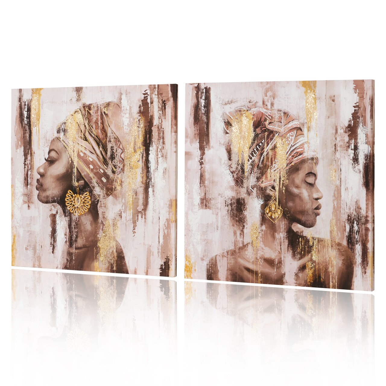 24.1"x24.1" African American Wall Decor Canvas Wall Art 2 Piece Framed Wall Art